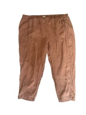 Eileen Fisher Orange Ochre Linen Pants 2XL